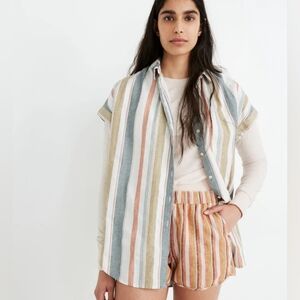 MADEWELL - Central Tunic Shirt in Gillman Stripe - Size L